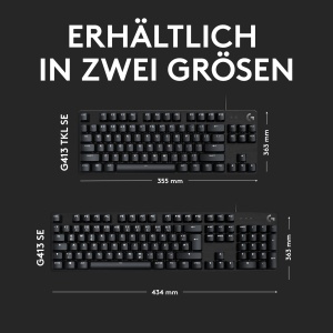 Tastatura mecanica pentru jocuri Logitech G413 SE - Iluminare din spate, Comutatoare mecanice tactile, Anti-Ghosting, compatibila cu Windows, macOS, Aspect QWERTZ german - Negru - Img 7
