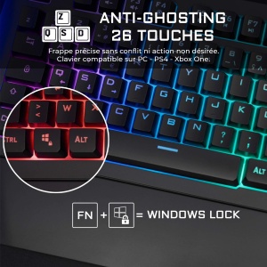 Tastatura pentru jocuri G-Lab Keyz Palladium, AZERTY, Cu fir, USB, Iluminare de fundal RGB LED, Multicolor, Suport magnetic pentru incheietura mainii, 26 de taste, Anti-Ghosting, Durabil - PC PS4 Xbox One - Img 7