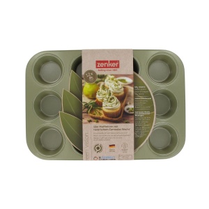 Tava de briose Zenker pentru 12 bucati - Tava de copt de inalta calitate si stabila in verde pentru briose si briose - Tava de 12 briose cu acoperire antiaderenta vegana - Img 7