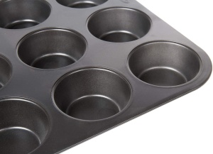 tava de copt antiaderenta wenco Muffin tin 12, poate fi spalata in masina de spalat vase, otel carbon - tava de briose pentru 12 briose - rezistenta la caldura pana la 220degC, neagra - Img 2