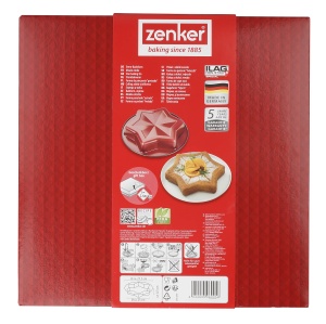 Tava de copt in forma de stea Zenker 28 cm, antiaderenta, culoare negru-rosu - Img 7