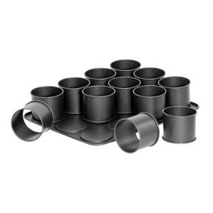 Tava de copt mini tarta Zenker 12 bucati O 8,5 cm SPECIAL CREATIVE, tava de copt cupcake cu acoperire antiaderenta, tava de cuptor pentru prajituri rotunde mici (culoare: negru), cantitate: 1 bucata