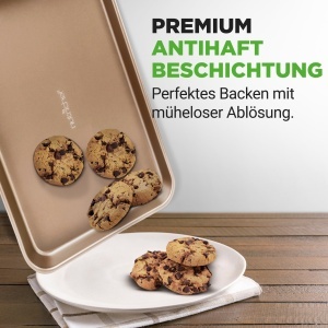 Tava de copt NutriChef 2 piese Antiaderenta 40x28 cm si 35.5x24.6 cm, inox PFOA-free - Img 6