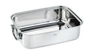 Tava de copt ROSLE din inox, 37 x 27 cm, capacitate 8 litri, cu manere pliabile - Img 2