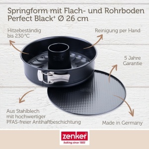Tava de copt Zenker Perfect Black 26 cm, cu 2 funduri, antiaderenta, Made in Germany - Img 4