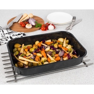 Tava de cuptor Russell Hobbs CW11431 Romano 42cm, emailiata, neagra, rezistenta la 230C - Img 9
