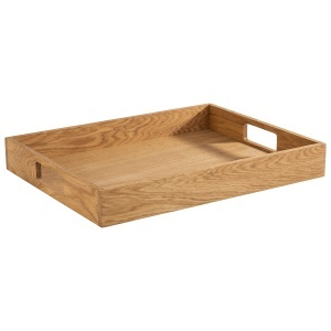 Tava de servire APS 761 din lemn de stejar, 45 x 35 cm, cu 2 manere
