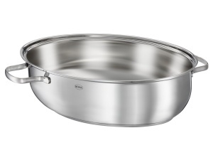 Tava ovala din otel inoxidabil ROSLE PUREELEMENTS, 26 cm, cu capac ceramic - Img 2