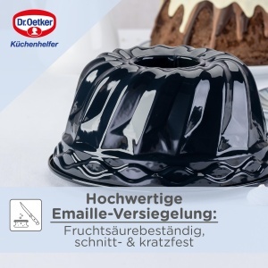 Tava pentru Guglhupf Dr. Oetker 22 cm Emaille, rezistenta la temperaturi ridicate, albastru - Img 5