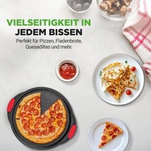 Tava pentru Pizza NutriChef Pizzablech 32 cm, Carbonstahl, Negru, Antihaft - Img 9