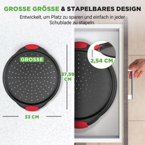 Tava pentru pizza NutriChef Pizzablech, 32cm, antiaderenta, neagra - Img 4