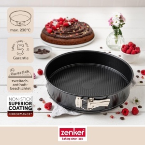 Tava pentru tort Zenker Perfect Black 30 cm, otel cu antiaderent, rezistenta la 230 C - Img 2