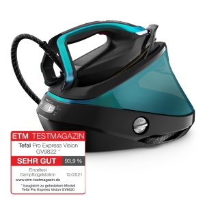 Tefal GV9822. Generator de abur DT2024 Pro Express Vision + perie cu abur Pure Pop gratuita | Viziune inteligenta cu LED-uri | 0-180 g/min cantitate abur | 750 g/min explozie de abur | colector de var detasabil | Negru/Albastru - Img 2