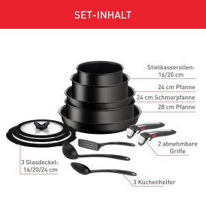 Tefal Ingenio Unlimited pe set de oale si tigai din 13 piese maner detasabil, stivuibil, economie de spatiu, inductie de tigai cu acoperire antiaderenta, manevrare si curatare usoara, L39593 - Img 3