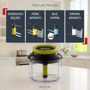 Tefal K13210 Tocator Manual 5 Secunde 900 ml NegruVerde Accesorii Incluse - Img 2