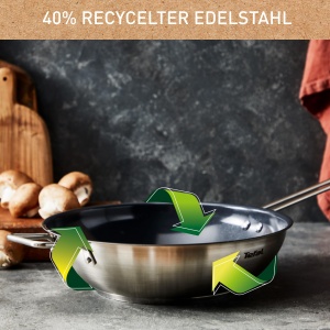 Tefal Nordica Wok din Otel Inoxidabil 28 cm Antiaderent Indicator de Temperatura - Img 4