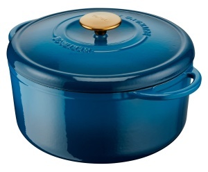 Tefal Pierre Gagnaire tigaie din otel turnat, diametru 29 cm, 7,4 l, inductie, capac special pentru condens, stocare a caldurii, fierbere, gatire delicata, caramelizare, patrimoniu, albastru alpin