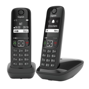 Telefon DECT Gigaset AS690 Duo - 2 Mobilitati, Display Contrastat, Audio Briliant, Negru