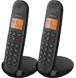 Telefon DECT Logicom Iloa 255T cu 2 Mobilteile, Anrufbeantworter si Freisprechfunktion, Negru