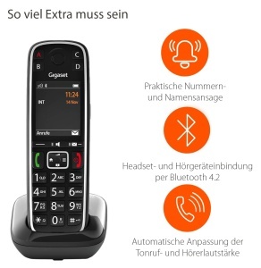 Telefon fara fir Gigaset E720HX, negru, cu display mare si functie SOS - Img 4