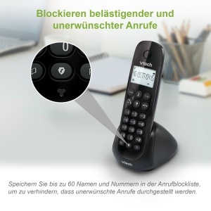 Telefon fara fir VTech CS1401 2 receptoare functie blocare apeluri ECO Mod negru - Img 7