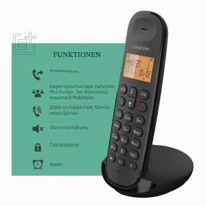 Telefon fix fara fir Logicom Iloa 100, 300 m raza, 7h convorbire, negru - Img 4