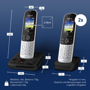 Telefon fix fara fir Panasonic KX-TGH723GS, 3 mobilitati, ecran color, negru - Img 6