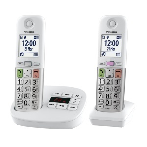 Telefon fix Panasonic KX-TGU432EXW cu 2 mobilteile, LCD, alb si argintiu