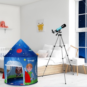 Telescop pentru copii Bresser Junior 50360, refractor, azimutal, cu cort, albastru - Img 2
