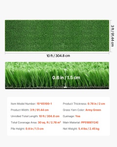 Teren de fotbal artificial VEVOR 304,8 x 91,44 cm, 1,5 cm inaltime, cu gauri de drenaj - Img 7