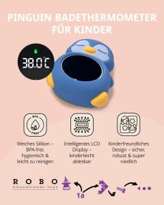 Termometru Digital Pinguin Robo Toys pentru Baie si Camera, LCD, Reincarcabil, Silikon BPA-free - Img 4