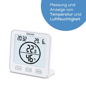 Termometru-Higrometru Beurer HM 22, Masurare Temperatura si Umiditate, Timer, Alb - Img 2