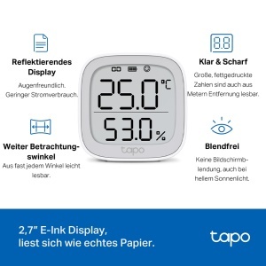 Termometru si higrometru digital TP-Link Tapo T315, ecran E-Ink 2.7, senzor de inalta precizie, necesita hub - Img 5