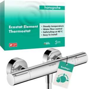 Termostat de dus hansgrohe Ecostat Element, crom, cu SafetyStop si EcoStop