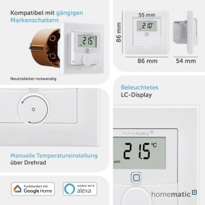 Termostat de perete Homematic IP cu iesire pentru intrerupatoare, 230V - Img 4