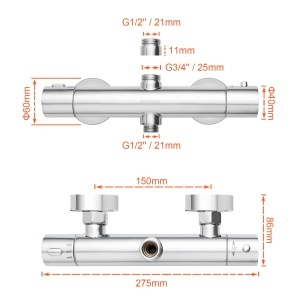 Termostat pentru dus GRIFEMA G17005 Berlin, crom, cu protectie impotriva arsurilor - Img 2