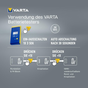 Tester de baterii VARTA LCD pentru AAAAACD9V si Knopfzellen, cu 2x LR44 - Img 7