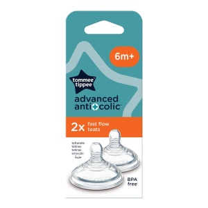 Tetina Tommee Tippee Advanced Anti-Colic Silicon Moale Flux Rapid 6 Luni Set 2 Buc - Img 2
