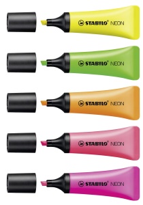 Textmarker STABILO NEON, design minimalist, 5 culori, 2 si 5 mm - Img 4
