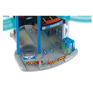 Theo Klein 2813 Bosch Car Service Parking Garage I Cu 5 niveluri, rampa dubla de plecare, 2 masini de curse, lift si multe altele I Dimensiuni: 55 cm x 55 cm x 85 cm I Jucarii pentru copii de la 3 ani, multicolor - Img 6