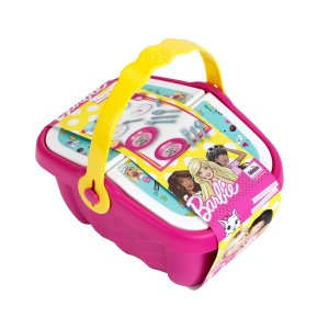 Theo Klein 9527 Cos de picnic Barbie I Cos robust de jucarii plin de vase colorate si briose pentru doi I Dimensiuni 25 cm x 20 cm x 225 cm I Jucarii  - Img 5