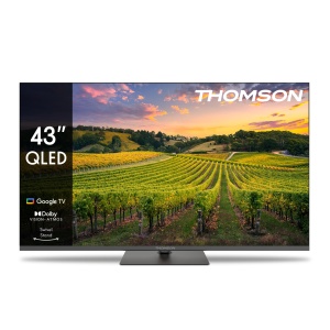 Thomson 43 inch (109cm) QLED Central Stand Google Smart TV, Wi-Fi, Dolby Audio, Bluetooth 5.1, Tuner triplu (cablu/satelit/antena), HDMI, CI+, Panou A+ - 43QG5C14