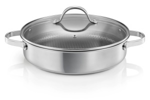 Tigaie adanca Tescoma SteelCRAFT cu capac, 28 cm, 2 manere