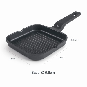 Tigaie grill mini Lacor 25162 100 aluminiu turnat antiaderenta compatibila inductie 14x14 cm negru - Img 2