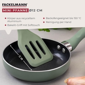 Tigaie Mini Fackelmann 18 cm din aluminiu reciclat, cu maner Bakelit, gri-verde - Img 2