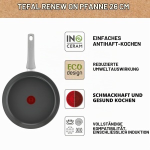 Tigaie Tefal Renew On, 2 bucati, gri, 24 cm, ceramica antiaderenta - Img 3