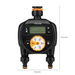 Timer de irigare Fiskars 1054792, 2 iesiri, LCD, negruportocaliu - Img 3