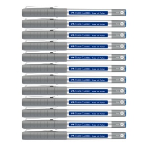 Tintenroller Faber-Castell Free Ink, 12 bucati, liniaritate 0.4 mm, culoare albastra