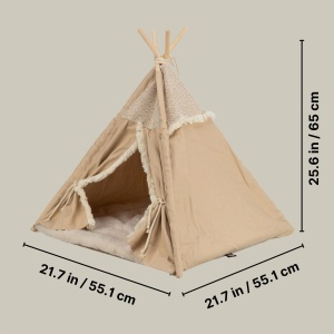 Tipi pentru caini si pisici Trixie Boho, 55x65x55 cm, bej, cu perna detasabila - Img 7
