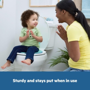 Toaleta pentru copii Bright Starts Disney Baby Stitch, culoare albastra, cu manere anti-alunecare - Img 4